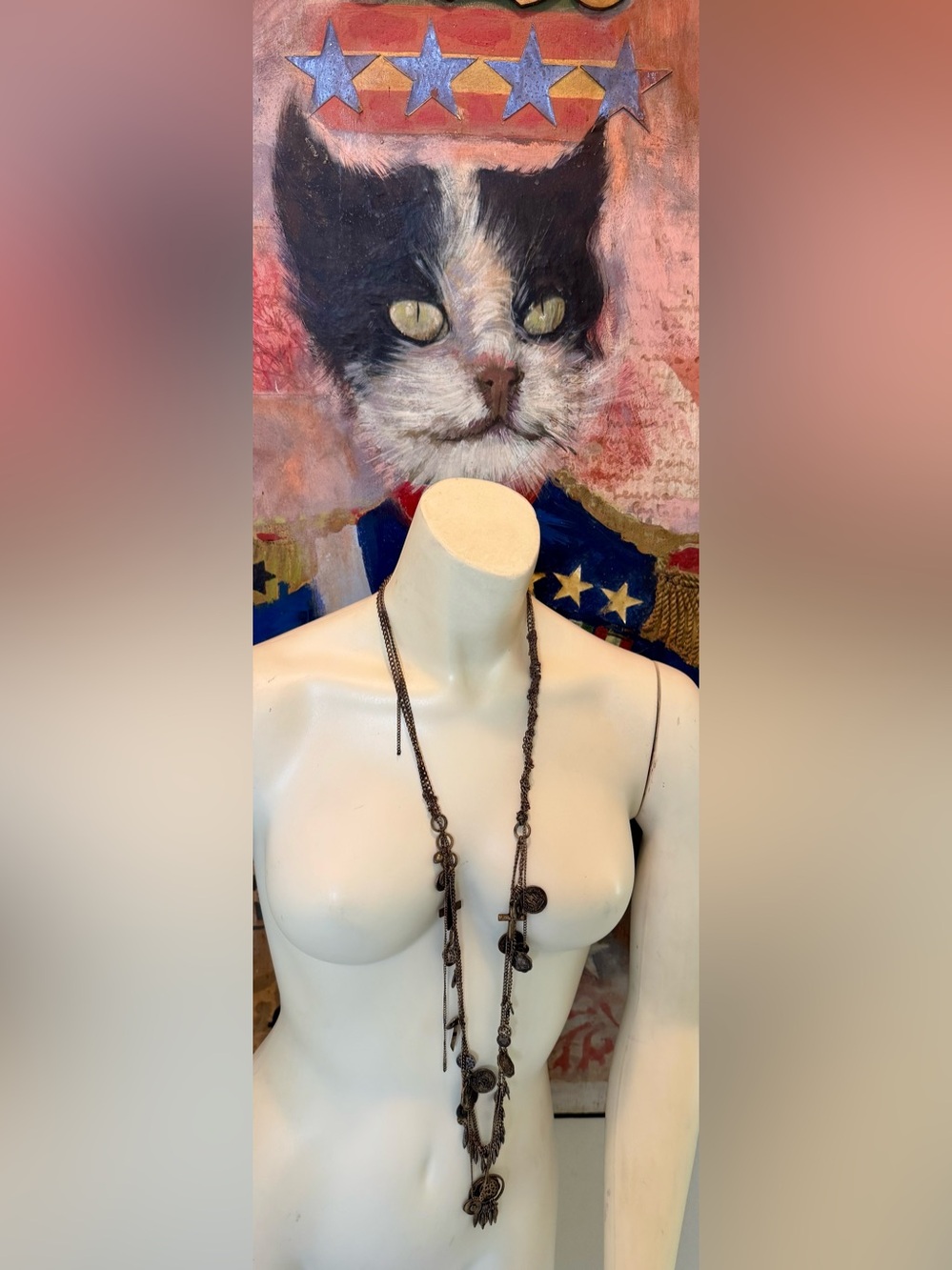 All Saints SPITALFIELDS TAG vintage multi chain & Coin rare necklace
